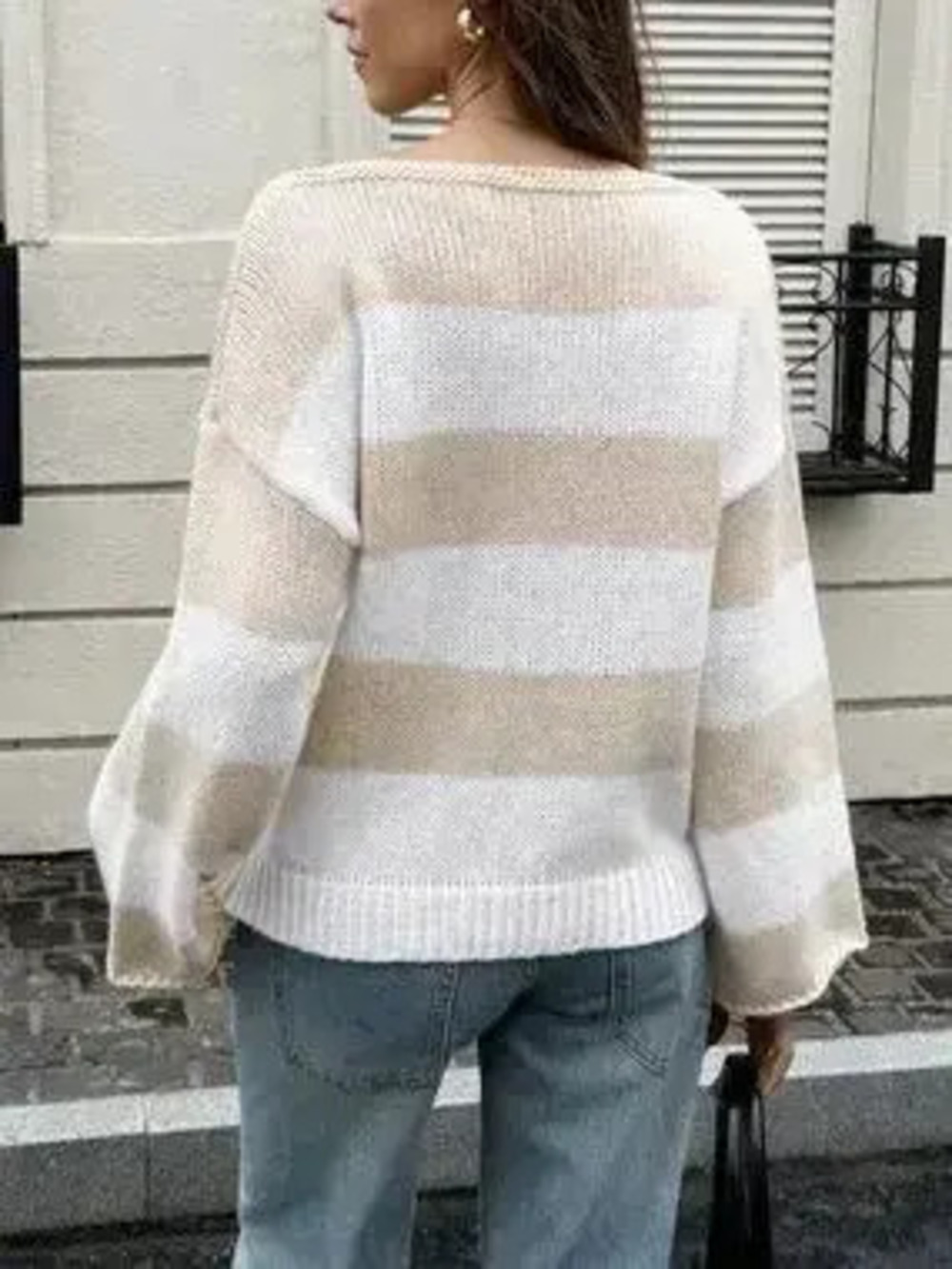 Striped Knit Boat Neck Sweater - Picture 5 of 6